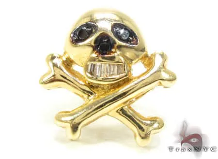 RINA - For Him FACTORY Single Black Diamond Skull Head Earring 15580 in Rose Gold – Earrings
