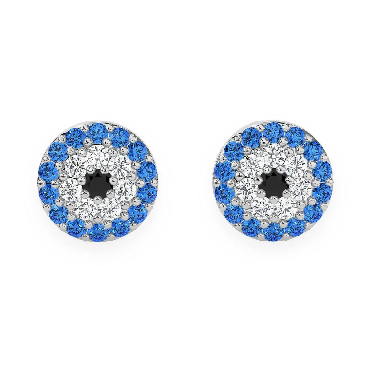 For Him Round Evil Eye Diamond Studs in White Gold / Natural Diamond – Earring