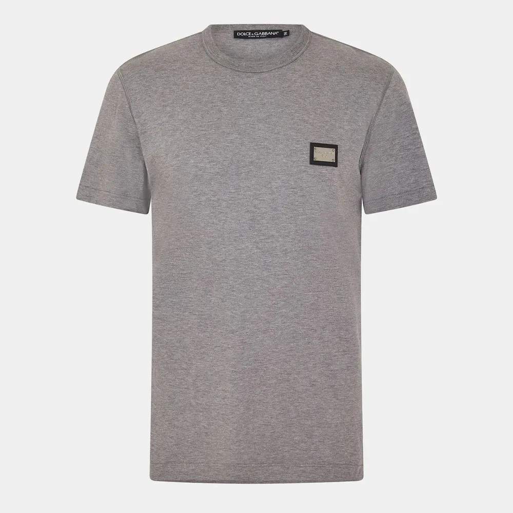 Dolce and Gabbana Men's Cotton Plate T-Shirt