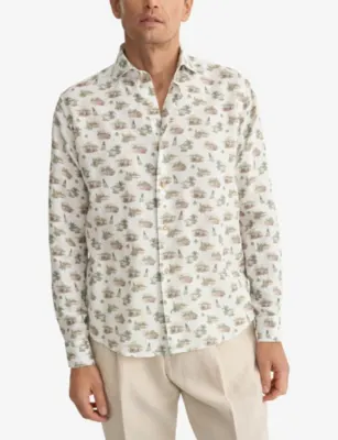 ETON Beach-Print Casual-Fit Linen Shirt detail 3