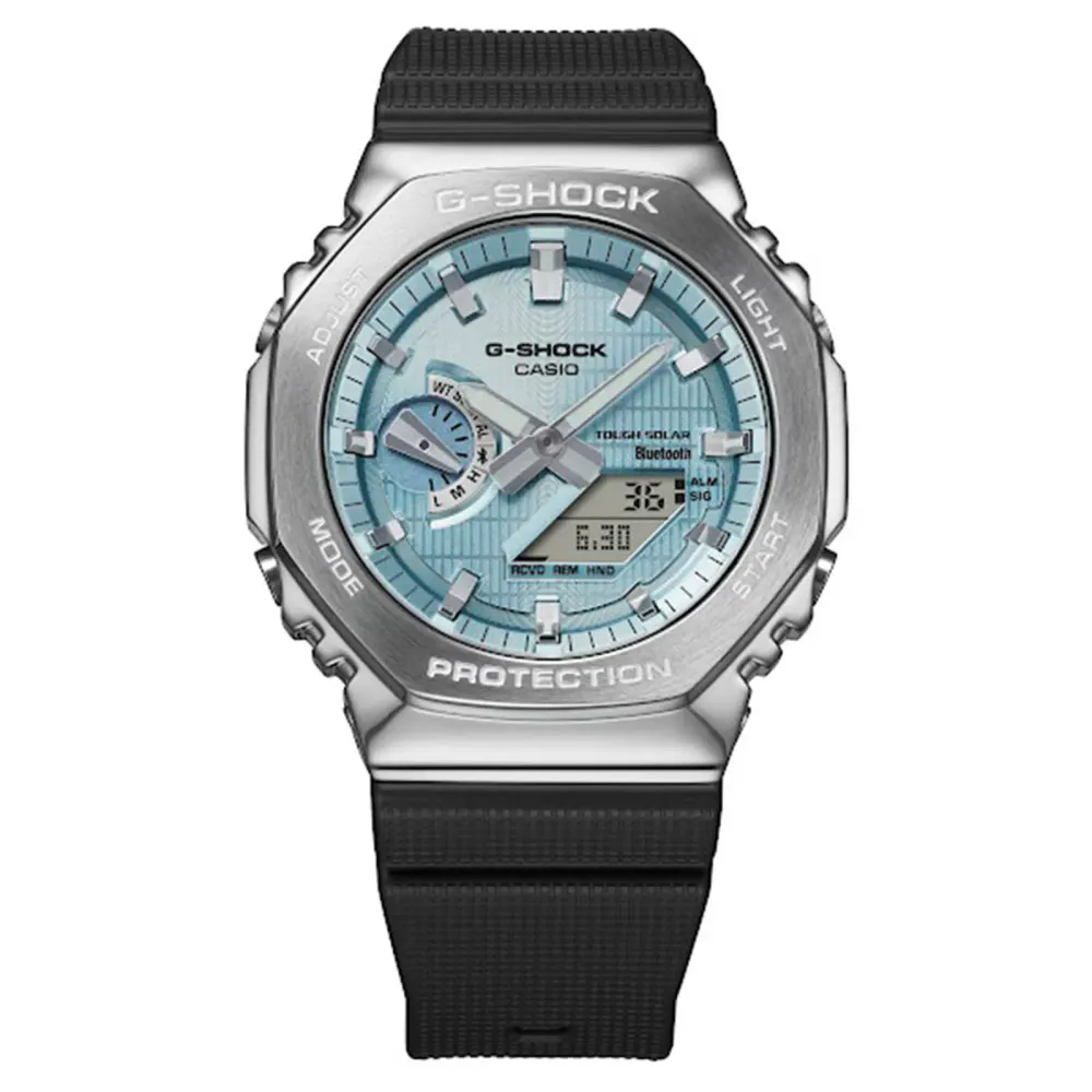 Casio G-SHOCK Metal Covered 2100 Bluetooth and Solar 49.5mm Mens Watch Blue detail 3