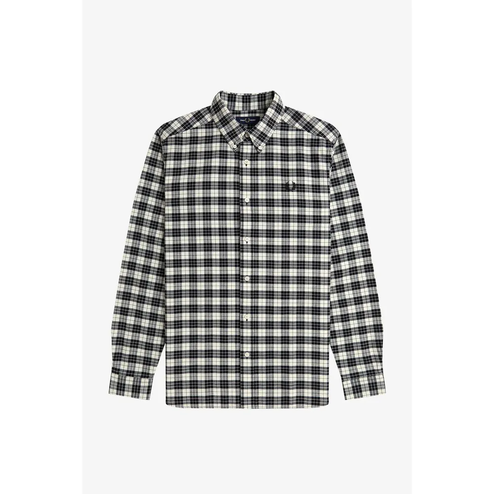Fred Perry Men's Tartan Long Sleeve Oxford Shirt