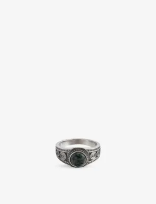 CLOCKS AND COLOURS Socrates Kambaba Jasper Stone Stainless Steel Ring - H