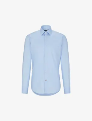 BOSS Regular-fit long-sleeved cotton-poplin shirt - LIGHT/PASTEL BLUE detail 3