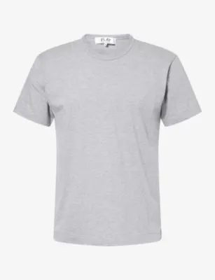 COMME DES GARCONS PLAY Heart Motif-Logo Back Cotton T-Shirt - BLACK detail 3