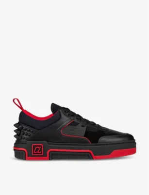 CHRISTIAN LOUBOUTIN Men's Astroloubi leather low-top trainers - EUR 44.5 / 10.5 UK MEN in BLACK – Mens | Trainers | Lace up trainers