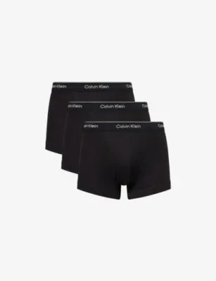 CALVIN KLEIN Branded-Waistband Pack of Three Cotton Trunks