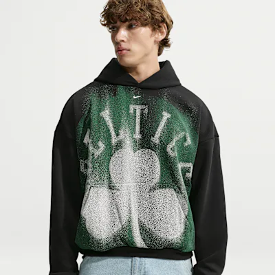 Nike Boston Celtics Standard Issue Men's Fleece Basketball Hoodie - Black/White