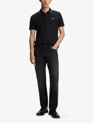 HUGO Contrast-Trim Slim-Fit Stretch-Cotton Polo Shirt detail 2