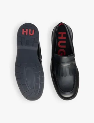 HUGO Tassel-embellished flat leather moccasins - EUR 40 / 6 UK MEN in BLACK, additional product view 3