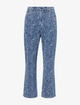 HONOR THE GIFT Denim-Panel Flare Cotton-Jersey Jogging Bottoms