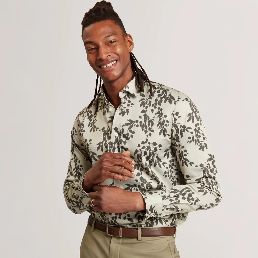 Ted Baker Mens Foliage Print Cotton Long Sleeve Shirt detail 3