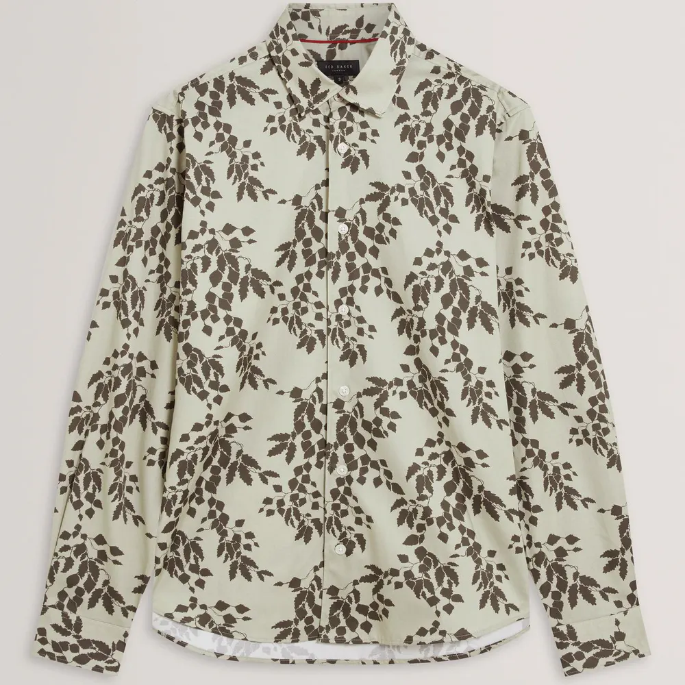 Ted Baker Mens Foliage Print Cotton Long Sleeve Shirt