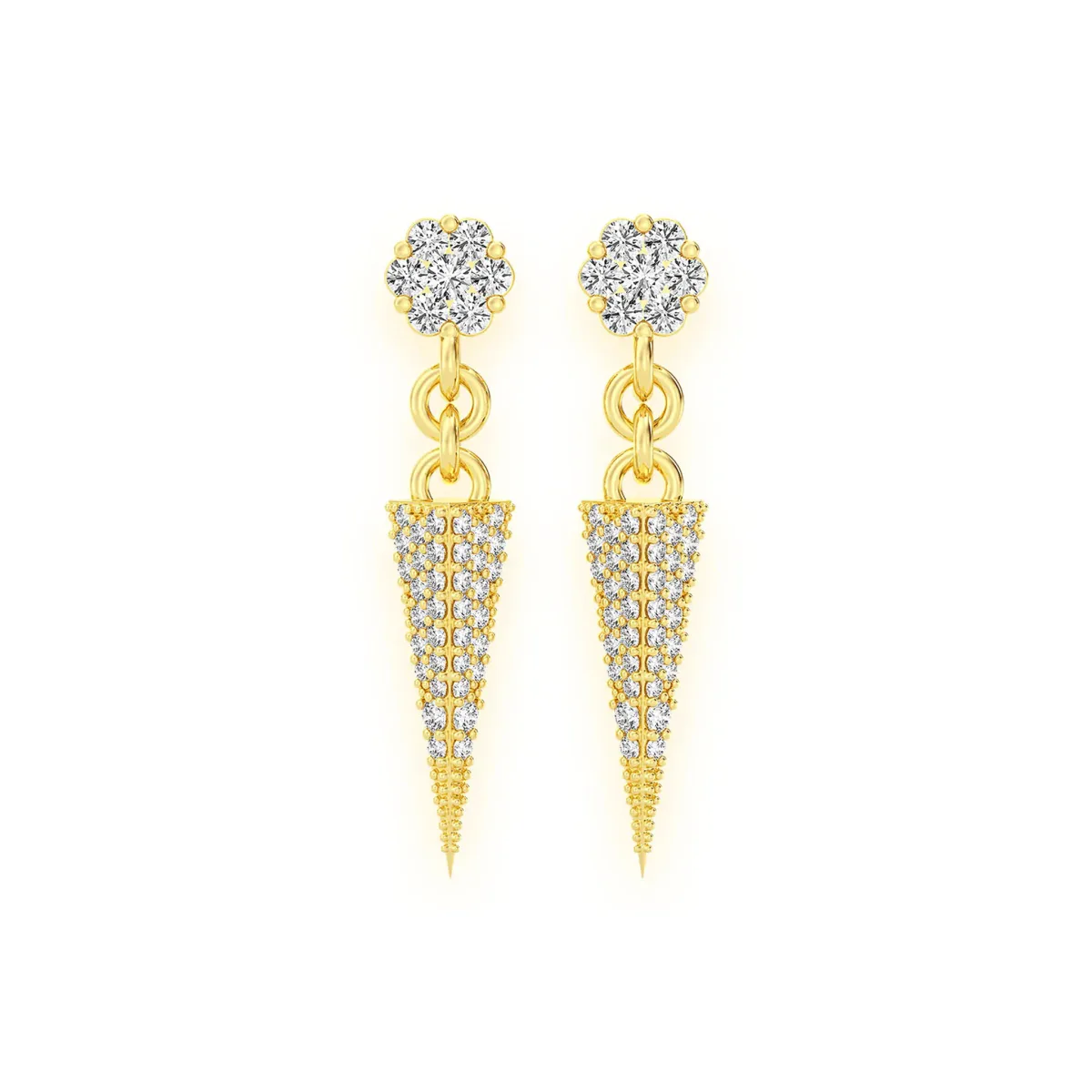 For Him Pyramid Diamond Stud Drops in Rose Gold / Lab Grown Diamond – Earring