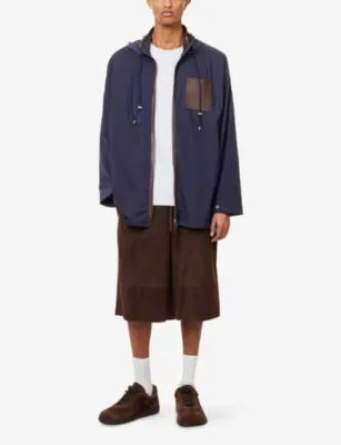 LOEWE x Paula's Ibiza Hooded Nylon Jacket in NAVY/BROWN, additional product view 2