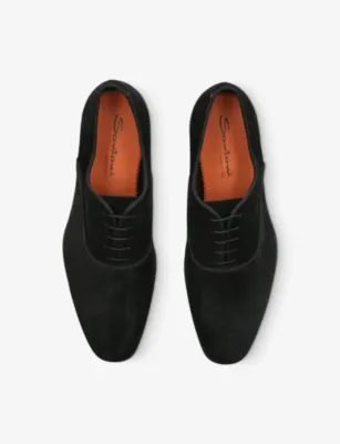 SANTONI Adrian Suede Oxford Shoes - EUR 43 / 9 UK MEN in BLACK, additional product view 2