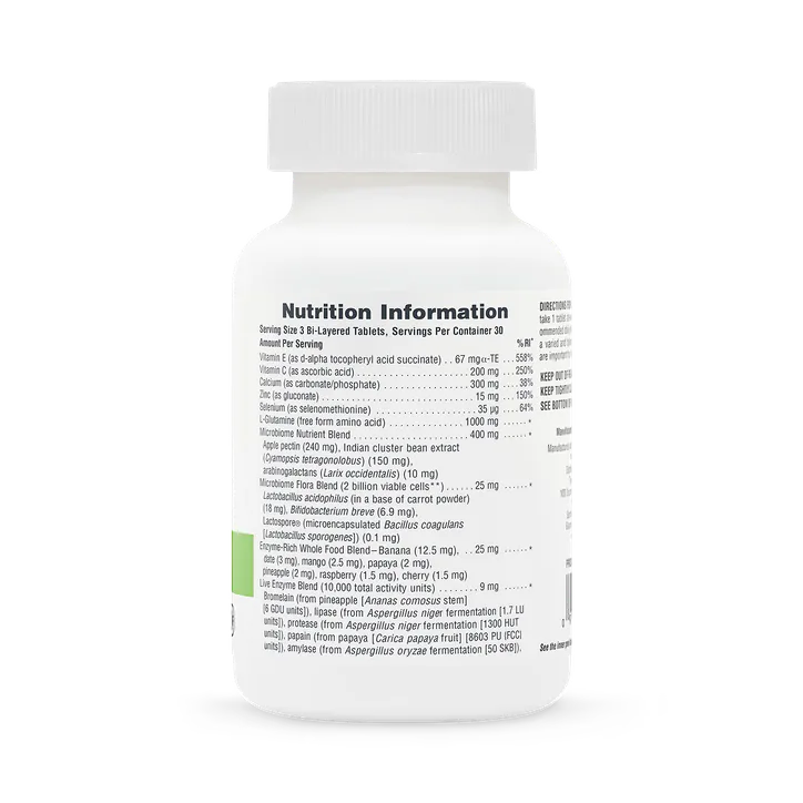 NaturesPlus GI NUTRA™ Bi-Layered Tablets - L Glutamine, Digestive Enzymes and Microbiome Blend, 90 Tablets detail 2