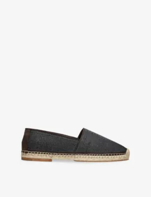 BRUNELLO CUCINELLI Jute-Sole Woven and Suede Espadrilles - EUR 46 / 12 UK MEN in BLACK/COMB – Mens | Casual shoes | Espadrilles