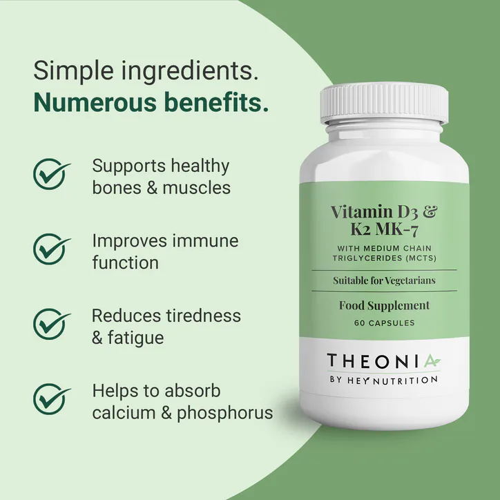 Theonia Vitamin D3 & K2 MK-7 with Medium Chain Triglycerides (MCTs) 60 Capsules, additional product view 3