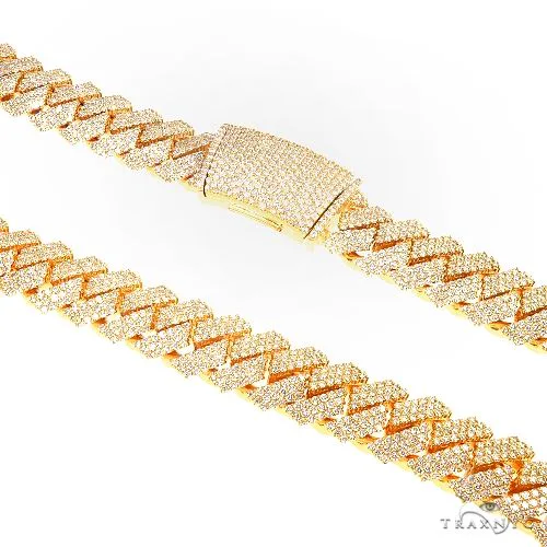 AHMED - MOON JEWELRY 3 Row Prong Set Diamond Cuban Chain 66886 in Rose – Chain
