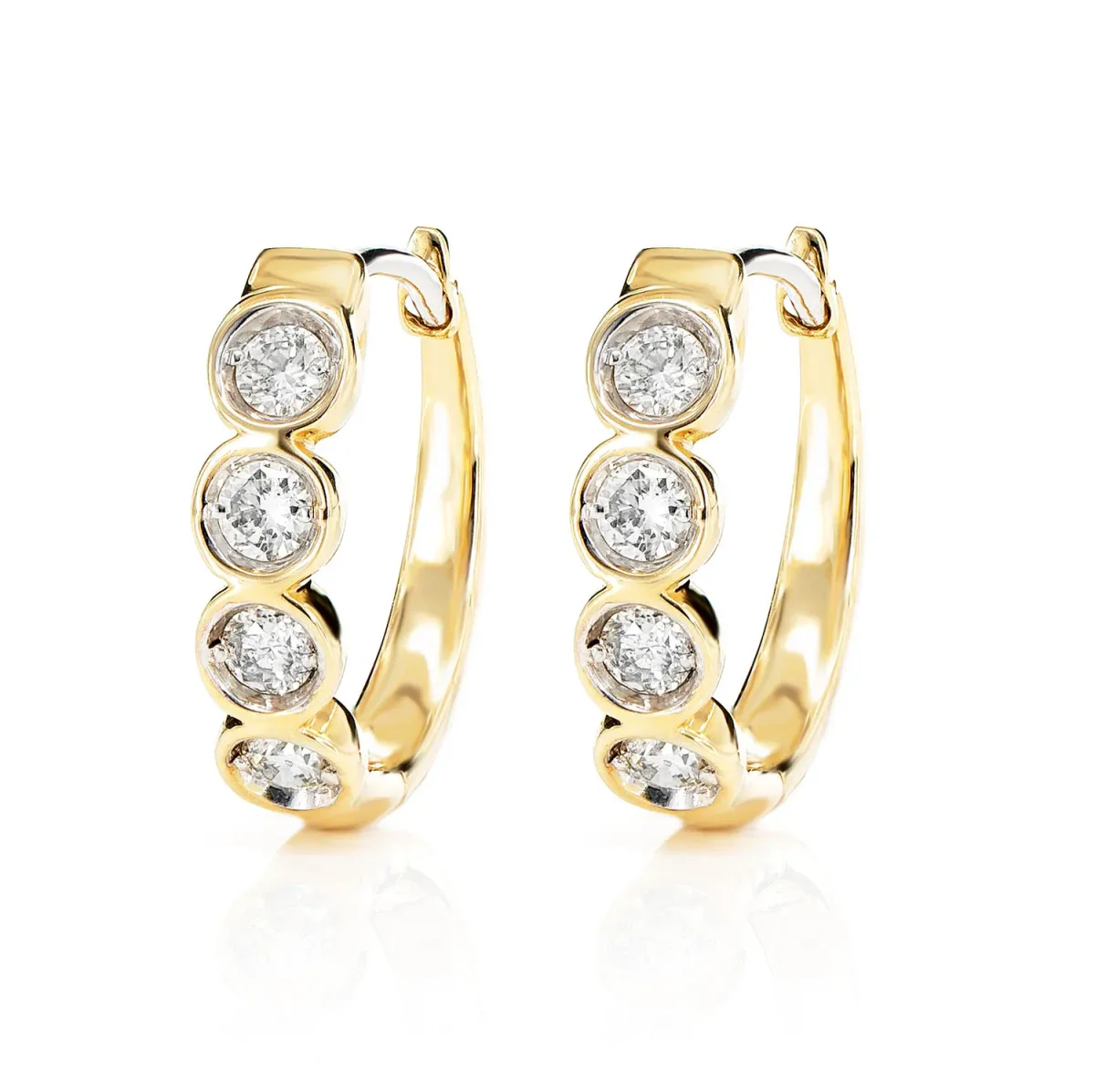 For Him Diamond Solitaire Bezel Hoop Earrings in Rose Gold / Lab Grown Diamond – Earring