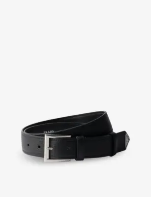 PRADA Brand-Plaque Leather Belt - BLACK - 40