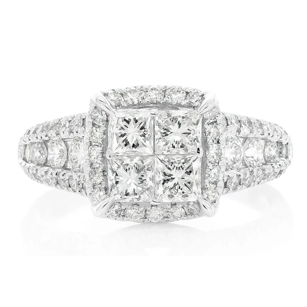 For Him Quad Halo Diamond Ring in White Gold / Lab Grown Diamond – Ring