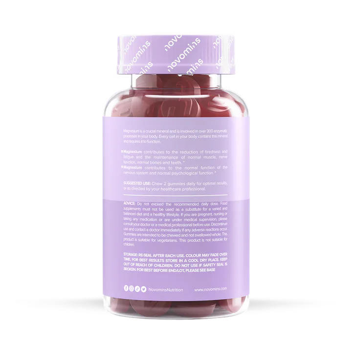 Novomins Magnesium 1636mg Raspberry Flavoured 60 Gummies detail 2