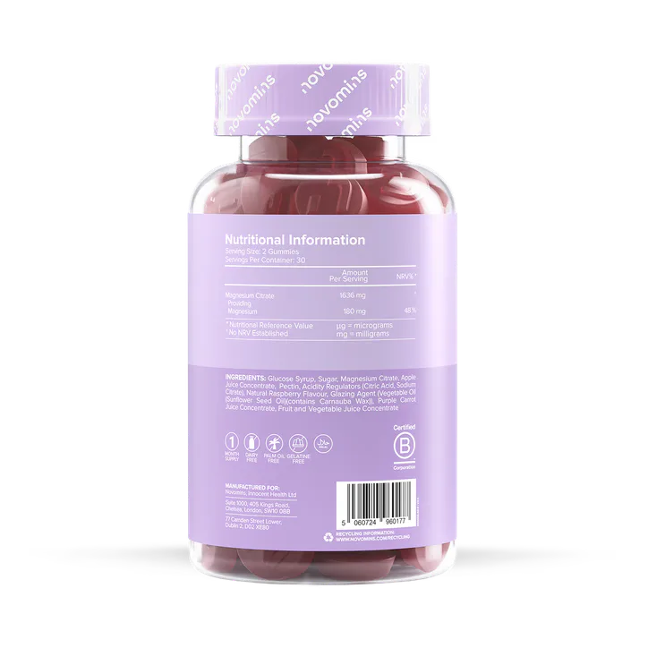 Novomins Magnesium 1636mg Raspberry Flavoured 60 Gummies detail 3