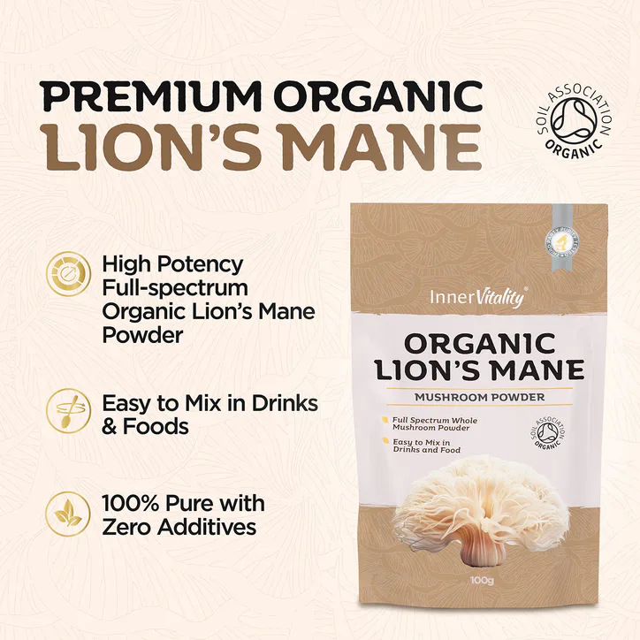 INNER VITALITY Organic Lions Mane Mushroom Powder - 100g detail 3