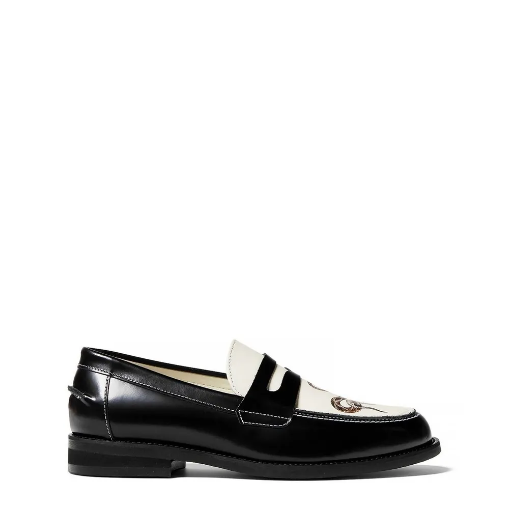 Duke and Dexter Wilde Snake Penny Loafer in Black/White, additional product view 2
