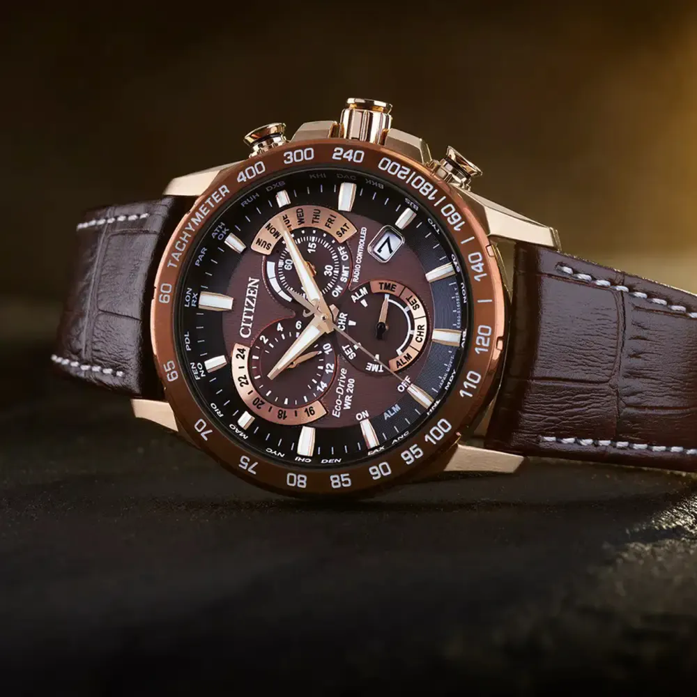 Citizen Perpetual Chrono A.T Mens Watch in Brown, additional product view 2