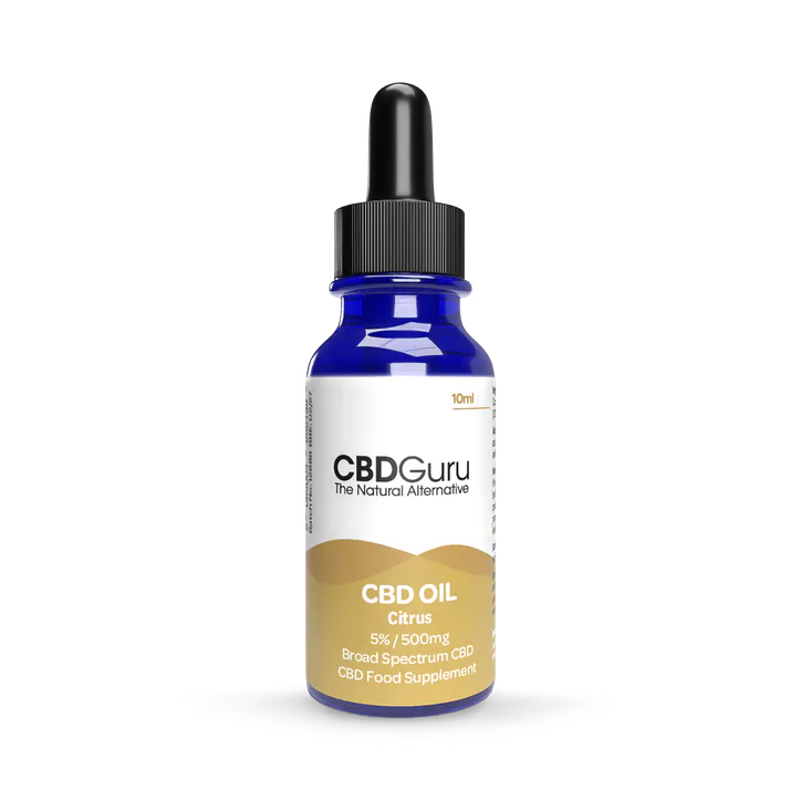 CBD GURU CBD Oil Drops 500mg 10ml - Citrus Flavour Broad Spectrum CBD 5%