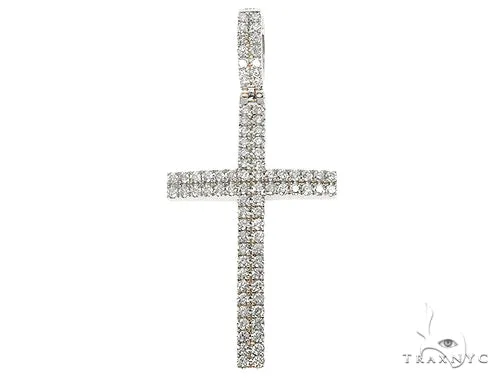 ANNA - CONSCIOUS DIAMONDS 14K Gold 2 Row Diamond Cross 66175 in White Gold – Pendant