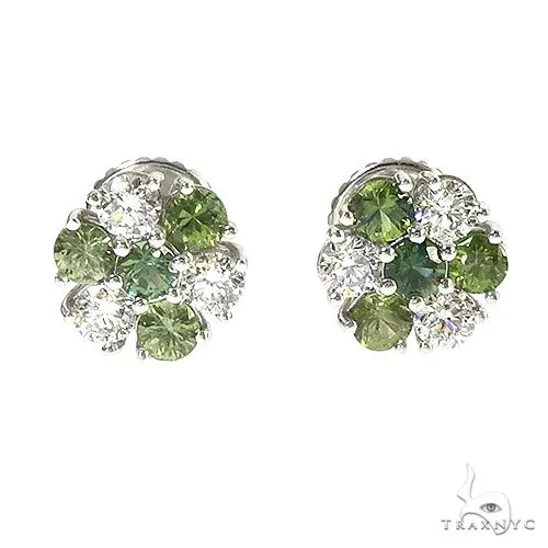 PIA - For Him GEMSTONES Large Forest Green Diamond Sapphire Flower Earrings 67044 in Rose – Earrings