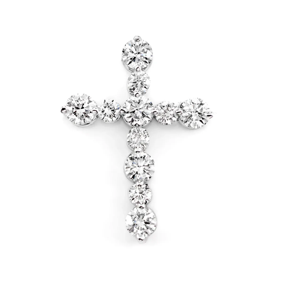For Him 11 Stone Hidden Bail Cross in 1.00ctw / White Gold / Natural Diamond – Pendant