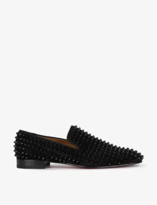 CHRISTIAN LOUBOUTIN Dandelion spikes flat veau velour loafers - BLACK BLACK - EUR 43 / 9 UK MEN in BLACK BLACK – Mens | Loafers