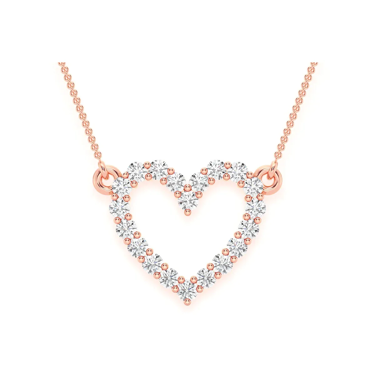For Him Open Heart Diamond Pendant Necklace in Rose Gold / 18" / Natural Diamond – Necklace