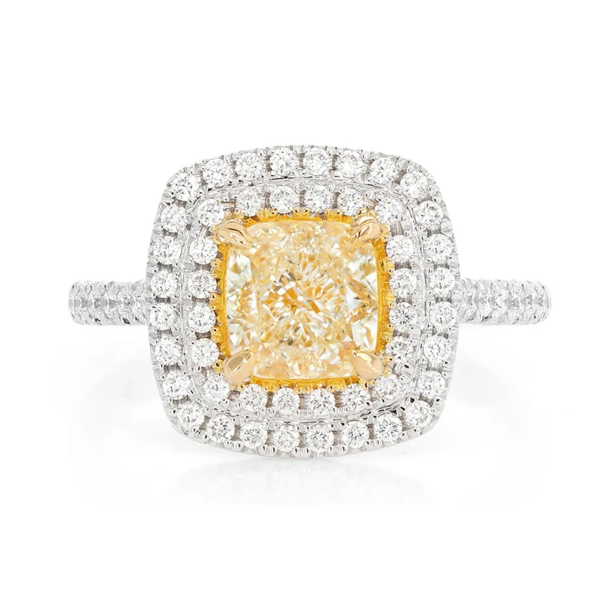 For Him Classic Yellow Diamond Double Halo Engagement Ring