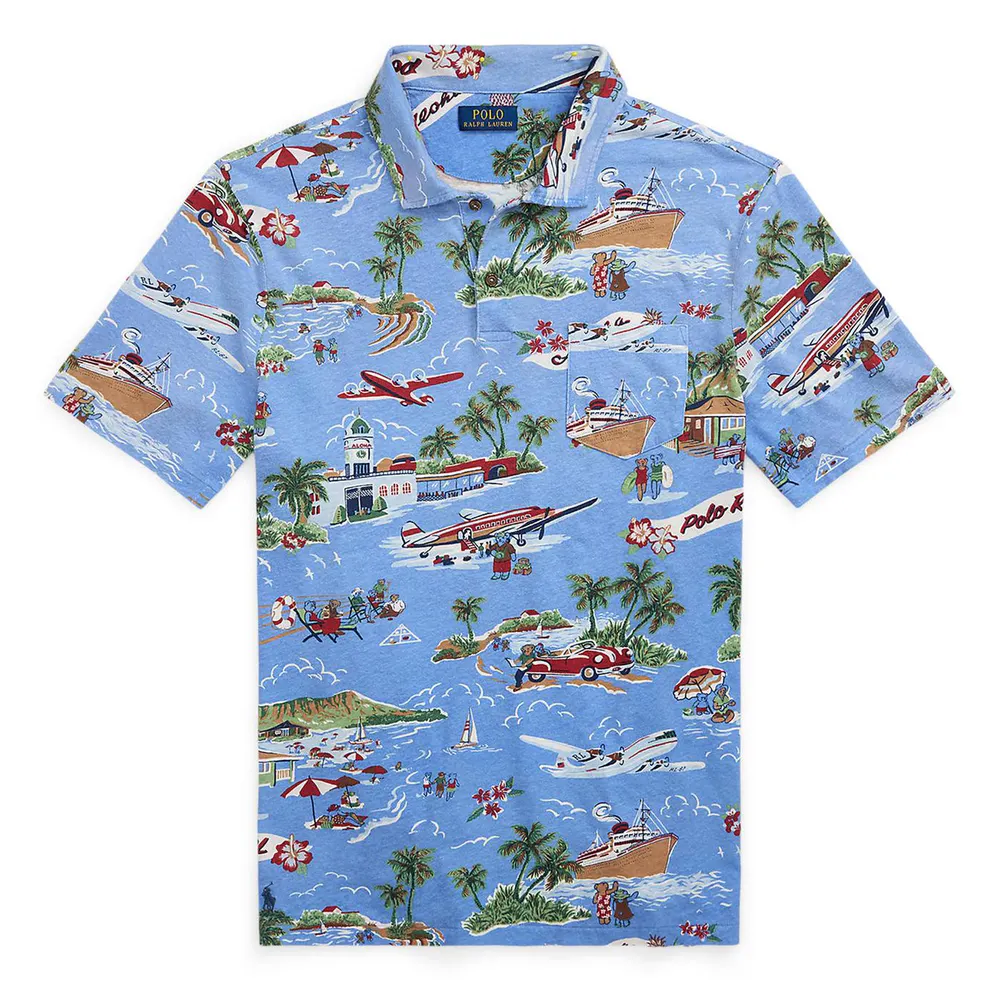 Polo Ralph Lauren Standard Fit Bear Linen-Cotton Polo