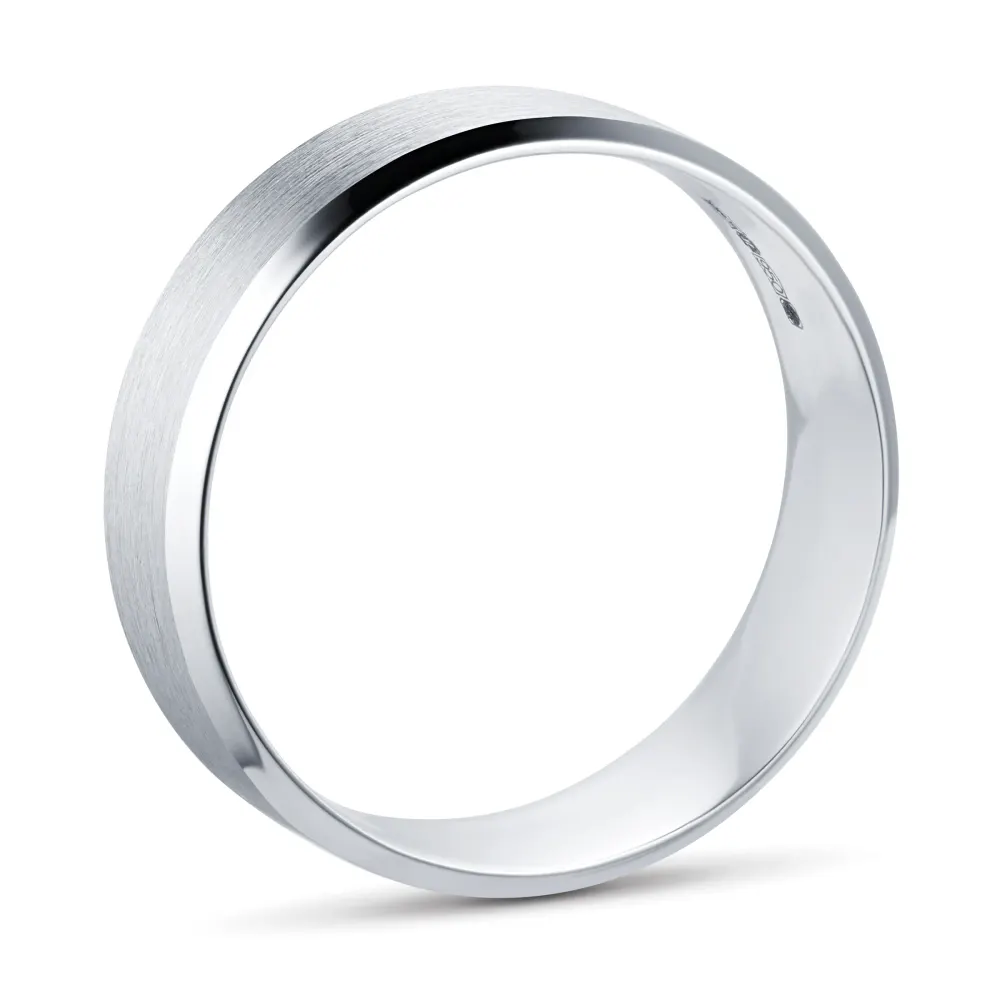 For Him Platinum 6mm Mens Edged Fancy Wedding Ring detail 3