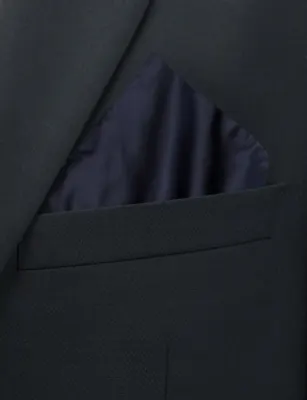 CORNELIANI Tonal Silk Pocket Square in NAVY, additional product view 2