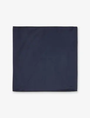 CORNELIANI Tonal Silk Pocket Square in NAVY, additional product view 3