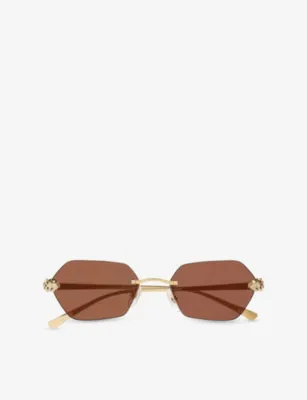 CARTIER CT0636S Irregular-Frame Metal Sunglasses detail 3