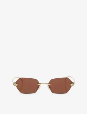 CARTIER CT0636S Irregular-Frame Metal Sunglasses