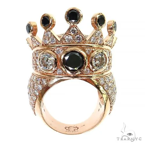RINA - For Him CUSTOM Black Diamond Recreated Tupac Crown Ring 69131 in Rose Gold / 10 – Ring