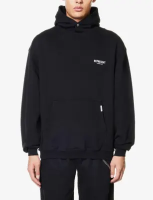 REPRESENT Owners' Club graphic-print relaxed-fit cotton-jersey hoody detail 3