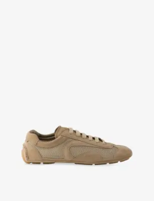 PRADA Montecarlo Re-Edition 2005 Suede and Mesh Trainers - NEUTRAL - 4.5 in NEUTRAL – Mens | Trainers | Lace up trainers