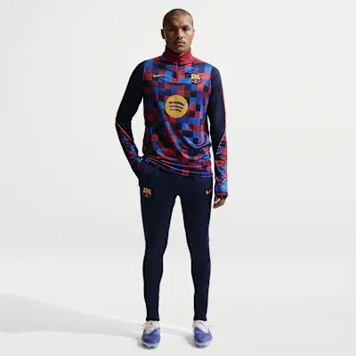 Nike F.C. Barcelona Strike Men's Nike Dri-FIT Football Knit Pants - Blackened Blue/Noble Red/Mineral Yellow
