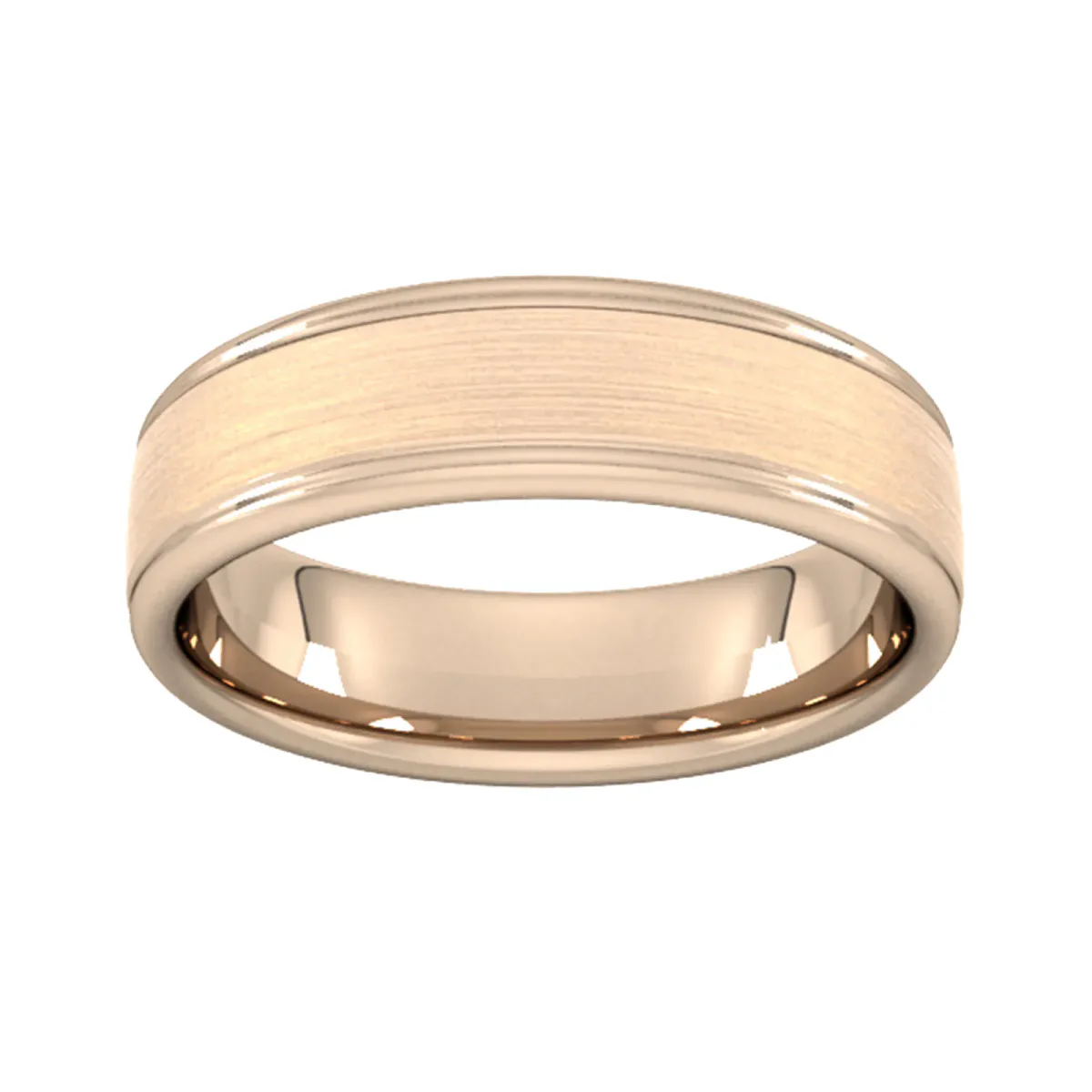 For Him 6mm Slight Court Standard Matt Centre With Grooves Wedding Ring In 18 Carat Yellow Gold